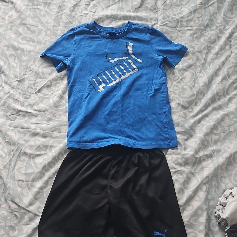 Puma Vibrant Blue Tee and Classic Black Shorts